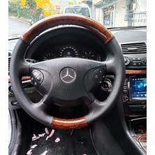 Mercedes W211 E220 Araca Özel Dikmeli Direksiyon Kılıfı (Ahşap Soft Nokta Deri)