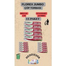 Florex  Standart Jumbo Boy 80 x 110 cm Çöp Poşeti x 10 Rulo 100 Adet