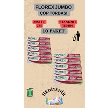 Florex  Standart Jumbo Boy 80 x 110 cm Çöp Poşeti x 15 Rulo 150 Adet