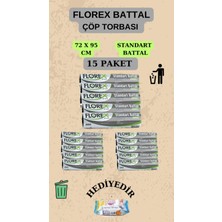 Florex  Standart Battal Boy 72 x 95 cm Çöp Poşeti x 15 Rulo 150 Adet