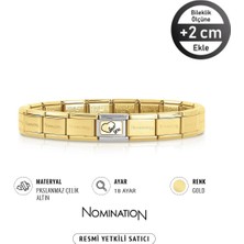 Nomination Italy Composable 18 Ayar Altın Love Yazılı Kalp ve Çelik Bileklik Gold