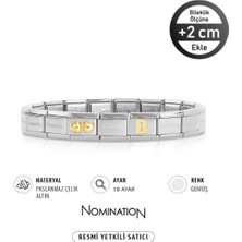 Nomination Italy Composable 18K Altın Dolgulu Çift Kalp & 18K Altın B Harfi Paslanmaz Çelik Silver Sılver