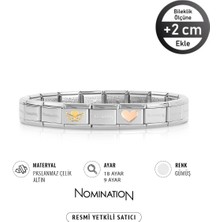 Nomination Italy Composable 18K Altın Kanatlı Kalp & 9k Rose Kalp Paslanmaz Çelik Silver Sılver