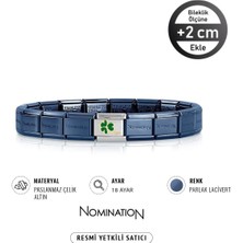 Nomination Italy Composable 18 Ayar Altın Saplı Yonca ve Çelik Bileklik Parlak Lacivert