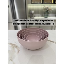 5'li Set Yuvarlak, Kapaklı Saklama Kabı, Hamur Leğeni, Erzak Kabı, (6L + 4L + 2,5L + 1,2L + 0,6L), (5 ADET), Pudra Rengi