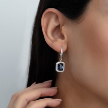 Usho Jewelry 925 Ayar Gümüş Pırlanta Modeli Italyan Zincir Dörtgen Takım, Kadın Gümüş Takım