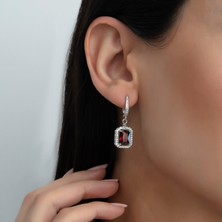 Usho Jewelry 925 Ayar Gümüş Pırlanta Modeli Italyan Zincir Dörtgen Takım, Kadın Gümüş Takım