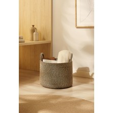 Ocean Home Textile Siyah Kırçıllı Dolap İçi Çamaşır Oyuncak Düzenleyici Jüt Halat Saklama Sepeti Organizer 35x27 cm