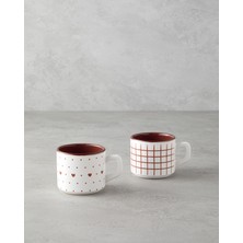 English Home Remixy Seramik 2'li Fincan Takımı 184 ml Bordo