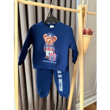 Baby Teddy Ayıcık Baskılı 3 Iplik Şardonlu Sweat Lastikli Bel Eşofman Erkek Çocuk Takım