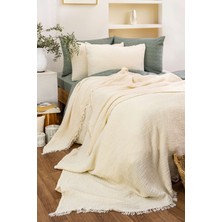 HB&Victory %100 Pamuk 4 Katlı Müslin Yatak Örtüsü Ivory Renk Tek Kişilik 160X230 Cm. 1 Adet Yastık Kılıfı 50X70 Cm.