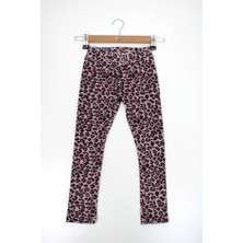 Name Baby & Kids Kız Çocuk Fransız Kadife Leopar Desen Yumuş Tayt