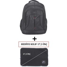 Case Club 2114 Büyük Boy Laptop Sırt Çantası 17 Inç Darbe Emici Koruma Su Geçirmez Kumaş Kılıf Hediyeli