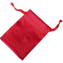 Özer Kutu Saten & Parlak Kese Kırmızı 10 Adet 9X12 cm Takı, Altın Kesesi (Ipli & Büzgülü)