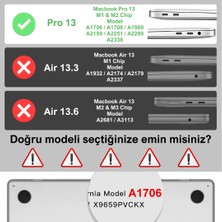 Klassegear Macbook Pro 13" 2020-2022 M1-M2 Çip A1706-A1708--A2159-A2251-A2289-A2338 Uyumlu Kapak Koruma Kılıfı