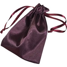 Özer Kutu Saten & Parlak Kese Bordo 25 Adet 9X12 cm Takı, Altın Kesesi (Ipli & Büzgülü)
