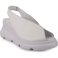 Modern Rahat Deri Yumuşak Sandalet 7672 Beyaz
