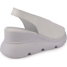 Emel Ayakkabı Modern Rahat Deri Yumuşak Sandalet 7672 Beyaz