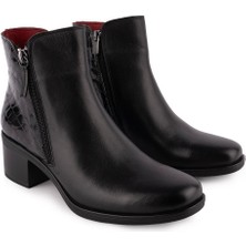 Hakiki Deri Topuklu Modern Bot Siyah 748