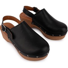 Emel Ayakkabı Modern Rahat Taban Takunya Sandalet Siyah 7607