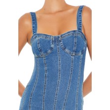 F21 Denim Midi Elbise