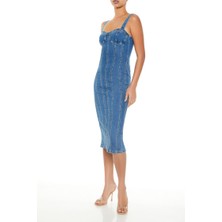 F21 Denim Midi Elbise