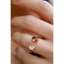 Ose Shop Swarovski Taşlı 925AYAR Gümüş Rose Ayarlanabilir Yüzük