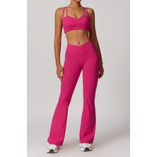 Yuna Sport Kadın Envelope Bel Detaylı Ispanyol Paça Spor Tayt