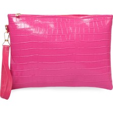 Defnella Kroko Desenli El Askılı Portföy Clutch Çanta