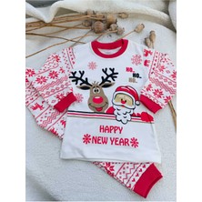 Bilge Trend Yılbaşı Özel Happy New Year Baskılı  Pamuk Pijama Takımı(1 Beden Büyük Almanız Önerilir)