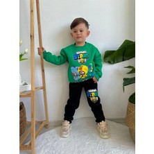 Sacro Kids Brawl Stars Karakter Baskılı Eşofman-Sweatshirt 3 Iplik Şardonlu Kışlık Erkek Çocuk Takım