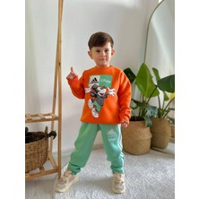 Sacro Kids Adidas Disney Karakter Baskılı Eşofman-Sweatshirt 3 Iplik Şardonlu Kışlık Erkek Çocuk Takım