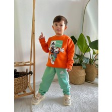 Sacro Kids Adidas Disney Karakter Baskılı Eşofman-Sweatshirt 3 Iplik Şardonlu Kışlık Erkek Çocuk Takım