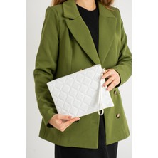 Defnella Üçgen Desenli Portföy Clutch El Çantası