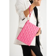 Defnella Üçgen Desenli Portföy Clutch El Çantası