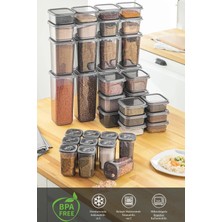 Milan 38'li 76 Parça Kare Saklama Kabı & Baharatlık Seti 4 x (1700 ml - 1100 ml ) 10 x (500 ml - 350 ml - 300 ml)