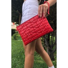 Defnella Üçgen Desenli Portföy Clutch El Çantası