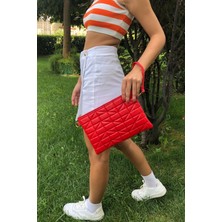 Defnella Üçgen Desenli Portföy Clutch El Çantası