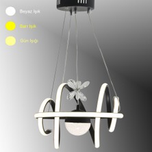 TT Aydınlatma TT005-LDTPL-SY Tt Aydınlatma Burgu Modeli Mat Siyah Ledli Toplu 3 Renk Modüllü Ledli Avize