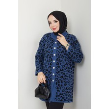 Pamuk Butik Kadın Leopar Triko Hırka -PMK369