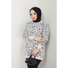 Kadın Sakallı Leopar Triko Tunik -PMK371