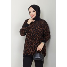 Kadın Sakallı Leopar Triko Tunik -PMK371