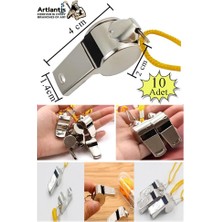 Artlantis Metal Düdük 10 Adet Kaliteli Ipli Paslanmaz Metal Deprem Düdügü Hakem Bekçi Can Kurtaran Düdük Yüksek Desibel