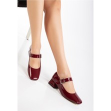 İnfon Ayakkabı Marketi ST-006 Bordo Rugan Günlük 4 cm Topuklu Bayan Ayakkabı