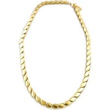 Royaleks Design Kalın Kısa Arpa Zincir Kolye - Altın