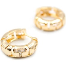 Royaleks Taşlı Halka Küpe - Altın