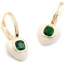 Royaleks Mineli Kalp Küpe - Yeşil