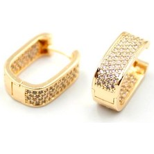 Royaleks Taşlı Halka Küpe - Altın