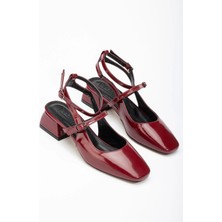 Kömen St-003 Bordo Rugan Günlük 4 Cm Topuklu Bayan Ayakkabı