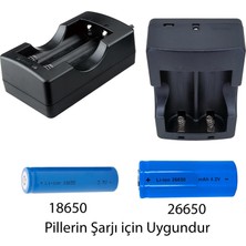 Hedyex 26650 Şarj Aleti 2li 18650-26650 Fener Pilleri Için Şarj Cihazı